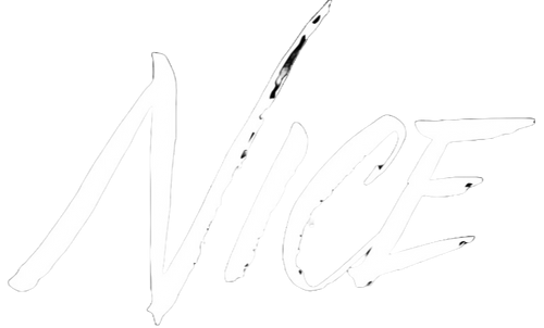 Black text spelling 'NICE' on a white background
